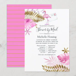 Invitation Flamant rose rose et or Mariée ou Baby shower par 