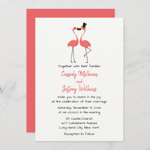 Invitation Flamant rose rose Mariage Tropical Summer Beach
