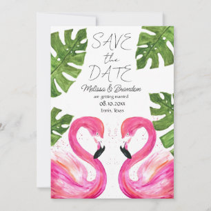 Invitation Flamant rose rose Plage Feuille tropical Mariage