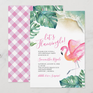Invitation Flamant rose rose tropical 50e fête d'anniversaire