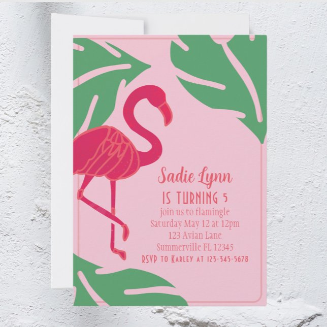 Invitation Flamant rose rose tropical Anniversaire (Créateur téléchargé)