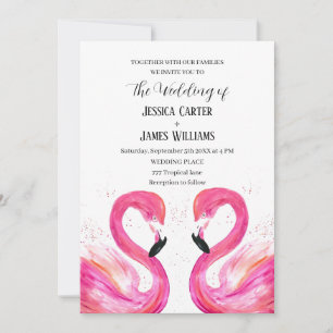 Invitation Flamant rose rose Tropical Beach Wedding
