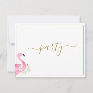 Invitation Flamant rose rose tropical Réception fleurie