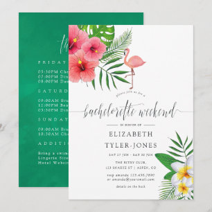 Invitation Flamant rose tropical Aloha Luau Bachelorette Week