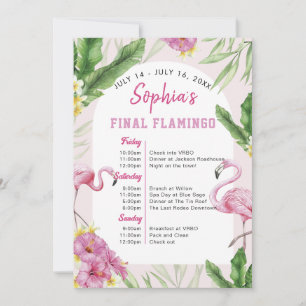 Invitation Flamant rose tropical Bachelorette Itinéraire Invi