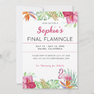 Invitation Flamant rose tropical Bachelorette Party Invitatio