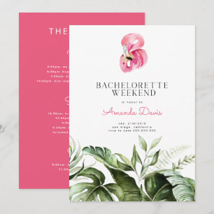Invitation Flamant rose tropical Bachelorette Week-end Itinér