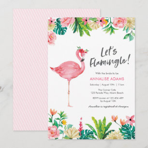 Invitation Flamant rose Tropical Bridal Shower