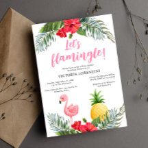 Flamant rose Tropical C'est une fille Baby shower