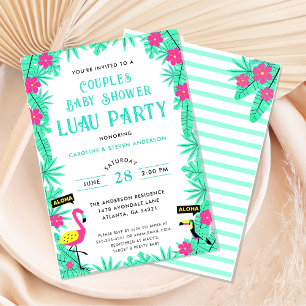 Invitation Flamant rose tropical Couples Baby shower Luau Gre