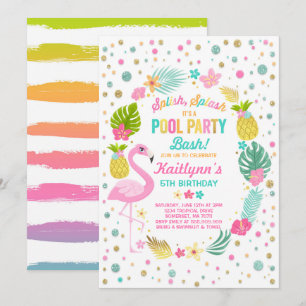 Invitation Flamant rose tropical d'invitation d'anniversaire
