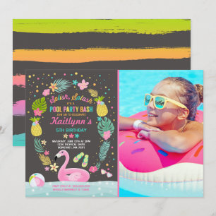 Invitation Flamant rose tropical d'invitation d'anniversaire