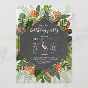 Invitation Flamant rose tropical Fête d'anniversaire