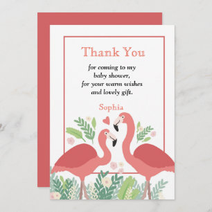 Invitation Flamant rose Tropical merci