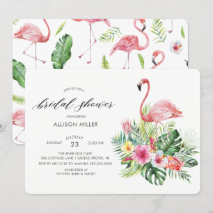 Invitation Flamant rose tropical moderne Douche nuptiale Invi