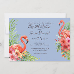 Invitation Flamants roses d'aquarelle tropicale et Mariage d'