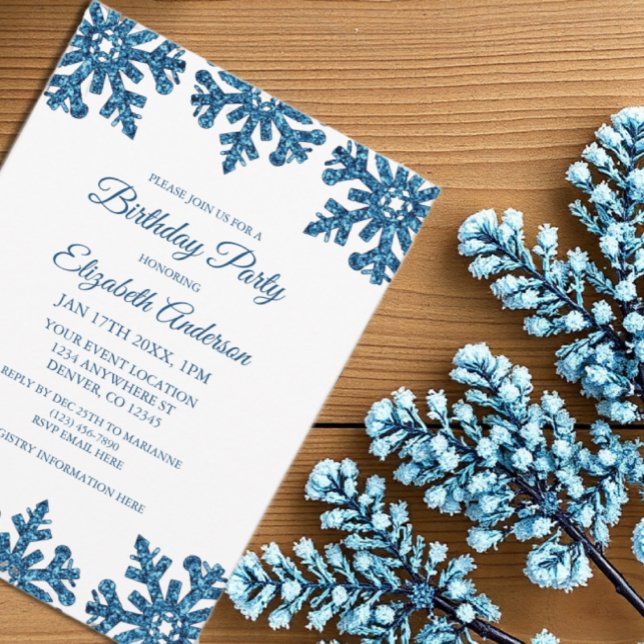 Invitation Flambeau de neige bleu fête d'anniversaire d'hiver (Créateur téléchargé)