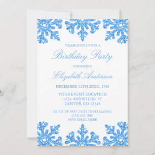 Invitation Flambeau de neige bleu fête d'anniversaire d'hiver