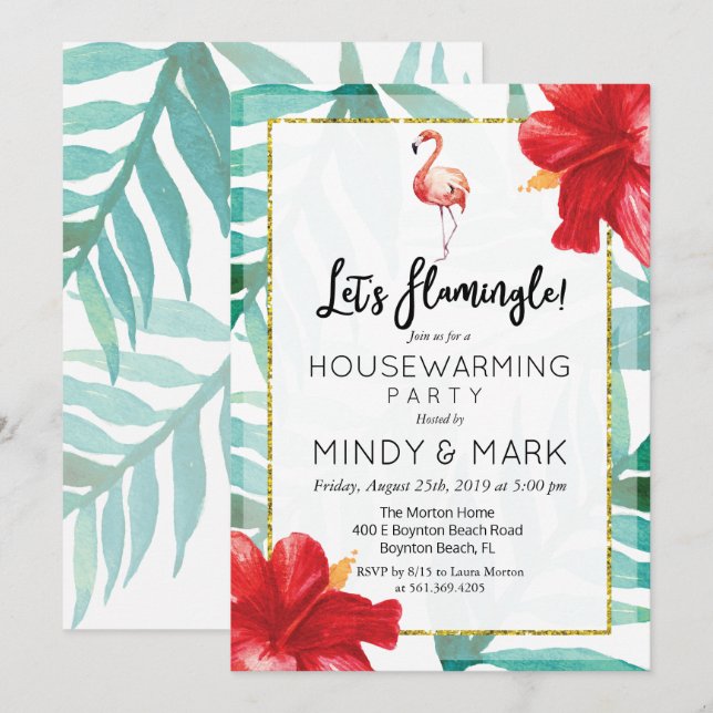 Invitation Flamingle à réchauffer la maison (Devant / Derrière)