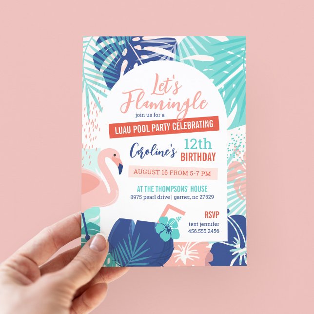 Invitation Flamingle Anniversaire Luau Pool Party (Créateur téléchargé)
