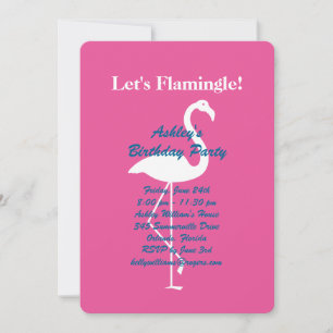 Invitation Flamingle Anniversaire - Rose