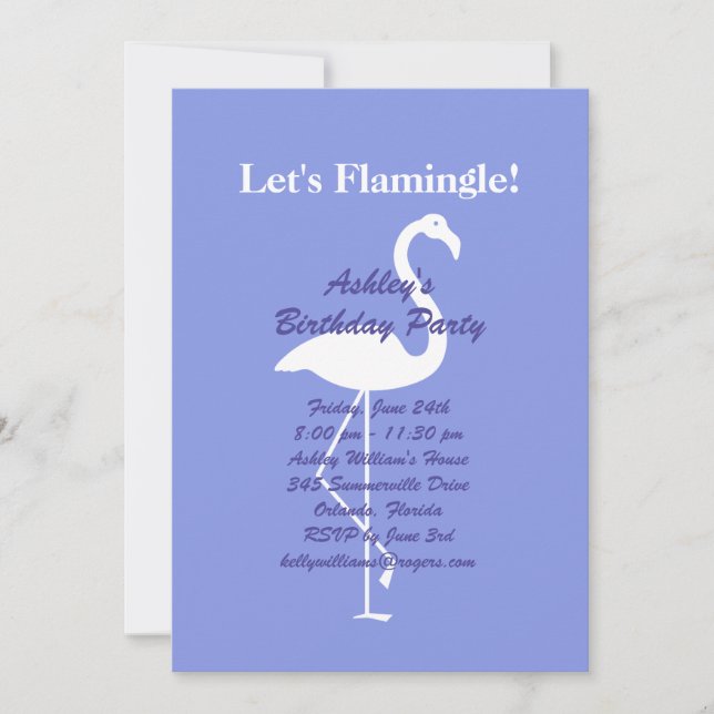 Invitation Flamingle Anniversaire - Violet (Devant)