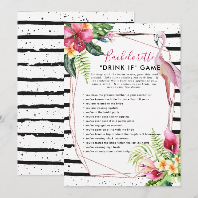 Invitation Flamingle Bachelorette jeu | Boire si (Devant / Derrière)