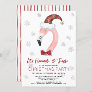 Invitation Flamingle et Jingle Père Noël Flamant rose Noël