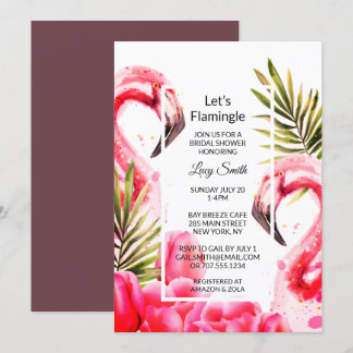 Invitation Flamingle Fête des mariées | Flamants roses