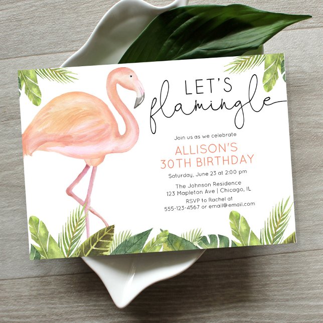 Invitation Flamingle Flamant rose anniversaire fête (Créateur téléchargé)