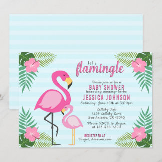 Invitation Flamingle Flamant rose rose Baby shower