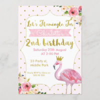 Invitation Flamingle Floral 2e Anniversaire
