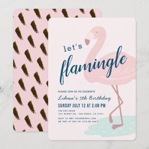 Invitation Flamingle Framingo Fille rose Anniversaire