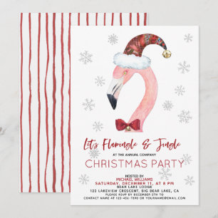 Invitation Flamingle & Jingle Père Noël Flamant rose Noël
