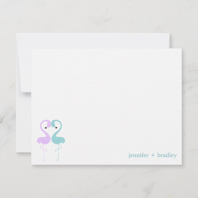 Invitation Flamingo Couple Custom Flat Thank You Notes (Devant)