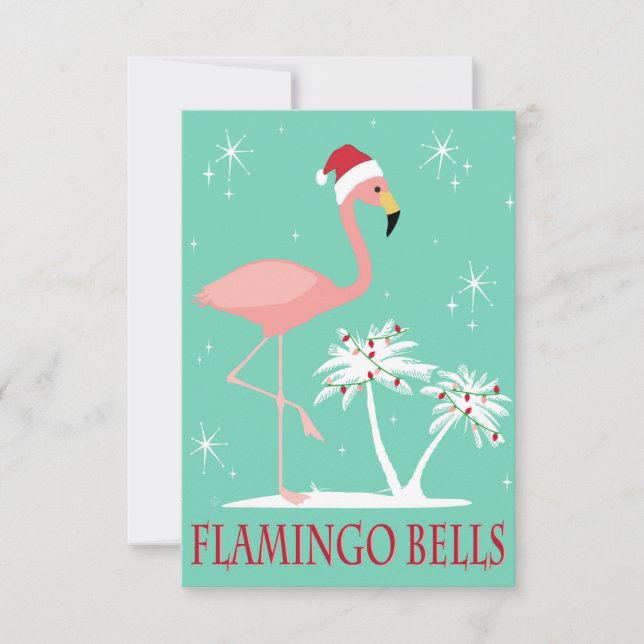 INVITATION FLAMINGO DE NOËL MODERNE VINTAGE (Devant)