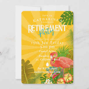Invitation Flamingo Tropical Jaune Retraite I