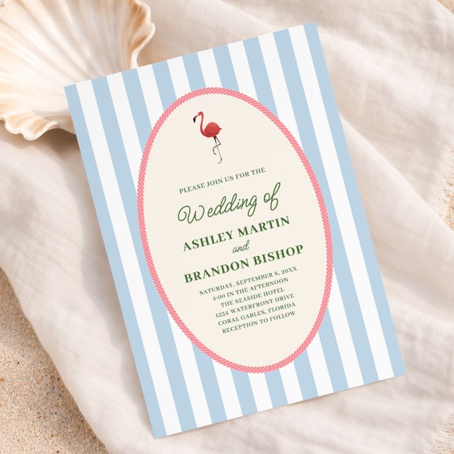 Invitation Flamingo Tropics Modern Coastal Island Wedding  (Créateur téléchargé)