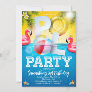 Invitation Flamingpool Party Anniversaire