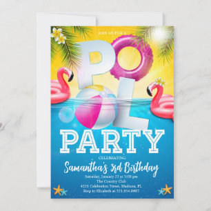 Invitation Flamingpool Party Anniversaire
