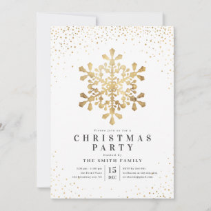 Invitation Flamme de neige artificielle faux or Noël