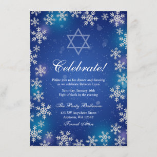 Invitation Flamme de neige brillante Réception des Bat mitzva