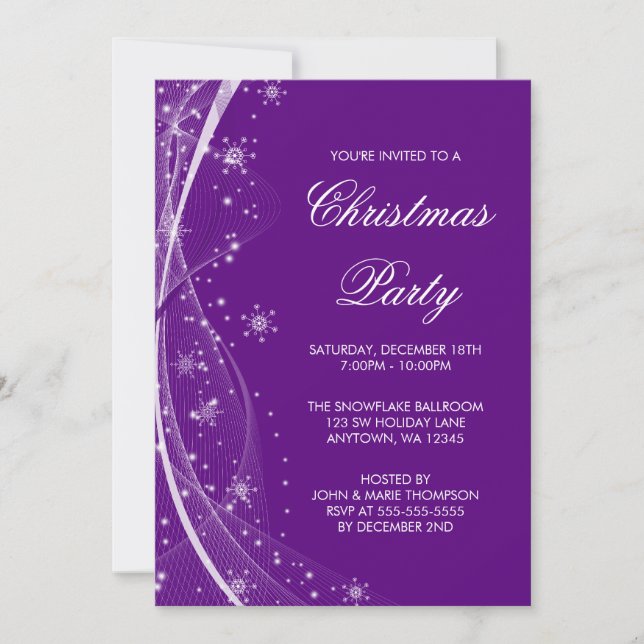 Invitation Flamme de neige violette moderne tournoie Noël (Devant)
