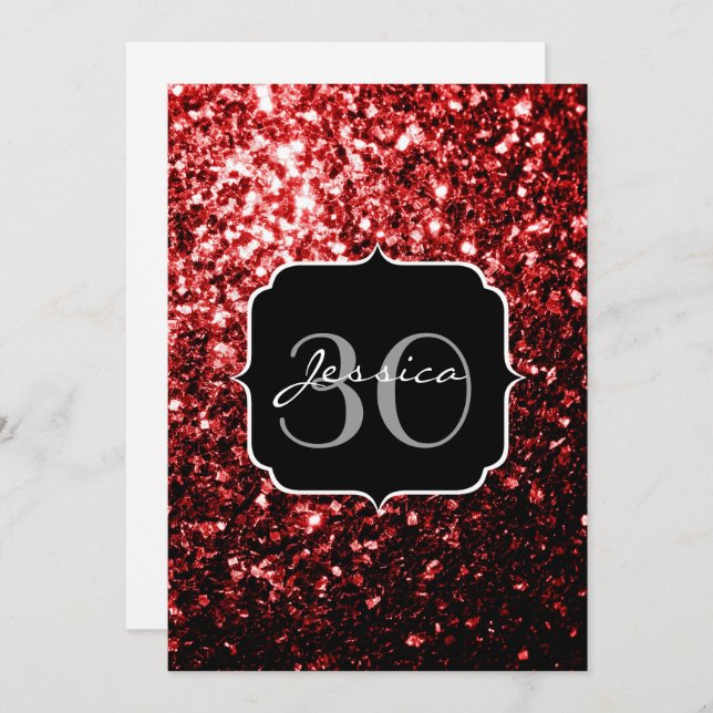 Invitation Flamme rouge foncé Parties scintillant scintille G (Devant / Derrière)