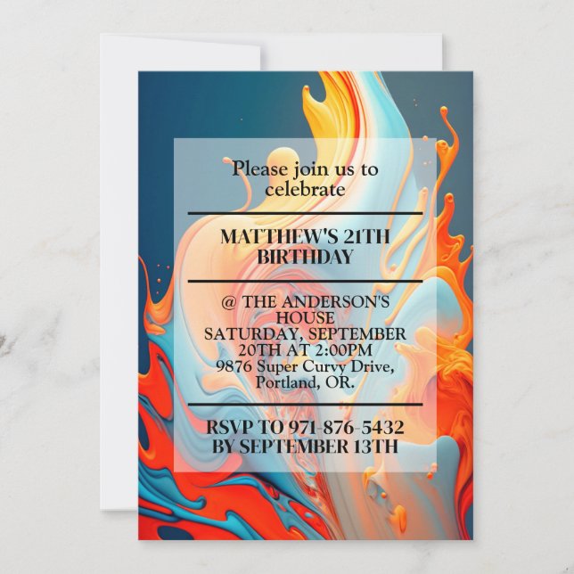 Invitation Flammes chaotiques Imprimer Fête d'anniversaire (Devant)