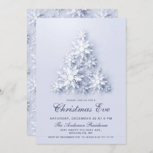 Invitation Flammes de neige 3D Élégantes Fête de Noël Arbre