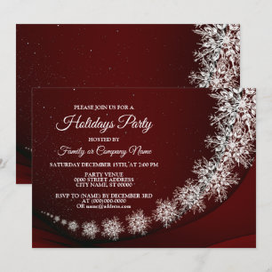 Invitation Flammes de neige Cristal de Noël Rouge Rustique
