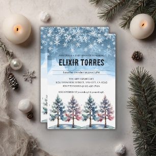 Invitation Flammes de neige et Baby shower des pins