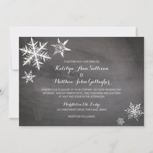 Invitation Flammes de neige gelées d'hiver | MARIAGE (Devant)