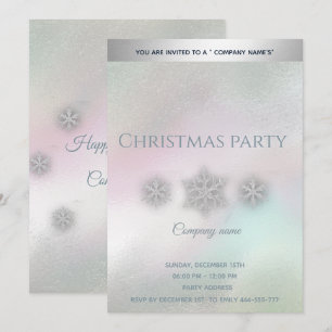 Invitation Flammes de neige holographiques fête de Noël d'ent